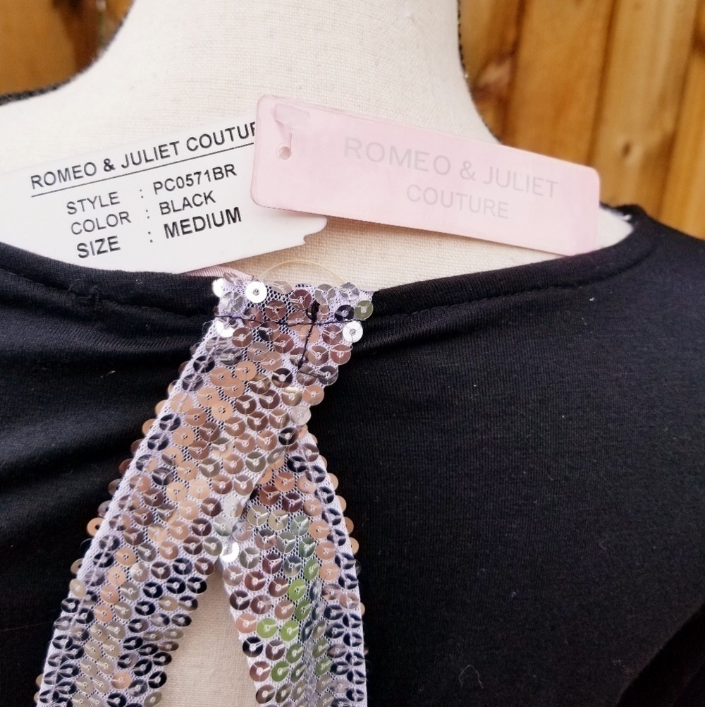 Romeo & Juliet black sequins Open Back Dress D72 - Picture 2 of 5